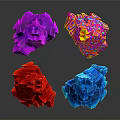 Colorful Geometric Decorative Ornament Set with Polyhedral Shiny Reflective Design