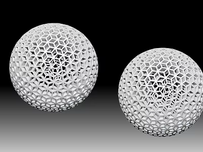 Two Piece White Geometric Hollow Sphere Ornament Decoration Set With Modern Design 3d model