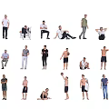 Multiple Men in Various Poses Standing Sitting and Lying Isolated on White 3d model