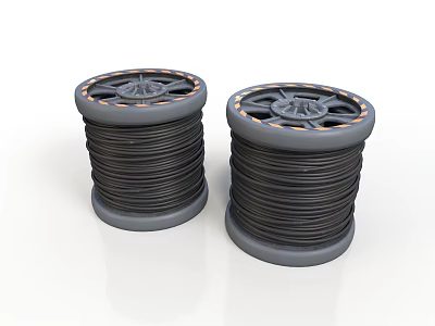 Two Black Cable Reels Equipment With Spool Design For Industrial Use 3d model