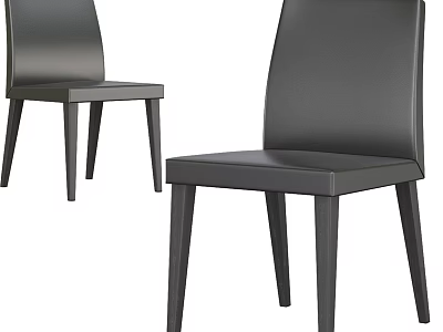 Two Modern Black Leather Leisure Chairs Featuring Sleek Backrest And Thin Legs 3d model