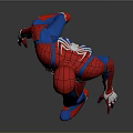 Spider Man 3D Model In Red Blue Suit With Spider Logo Standing Gray Background