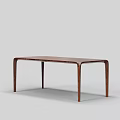 Modern Wooden Dining Table With Sleek Lines Rectangular Top And Four Legs Design 3d model
