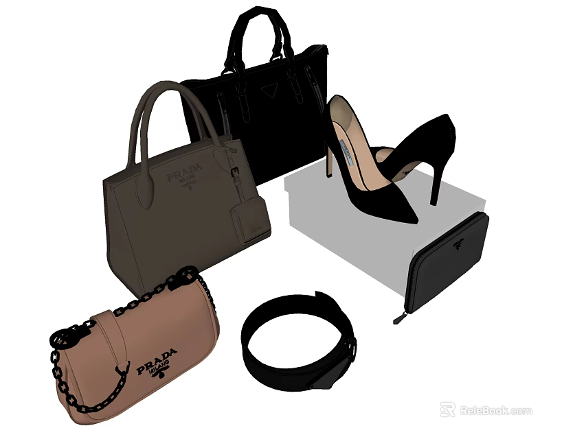 Chic Leather Handbags Crossbody Bags And Small Clutches In Black Brown 3d model 