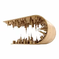 Wooden City Model With Skyscrapers And 3D Architectural Structure Design