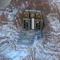 Mountain Landscape With Ancient Stone Gate Golden Decorations Statues And Circular Platform Steps