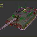 Military Tank With Green Camouflage Tracked Chassis Long Barrel Gun And Radar Antennas