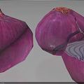 Fresh Purple Onions Whole And Sliced With Visible Layers On Dark Background
