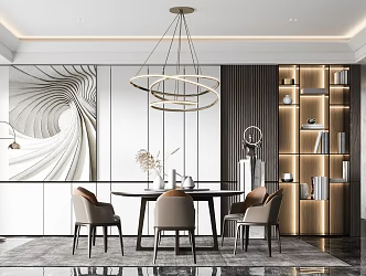 Light Luxury Dining Table and Chair Combination 3d model