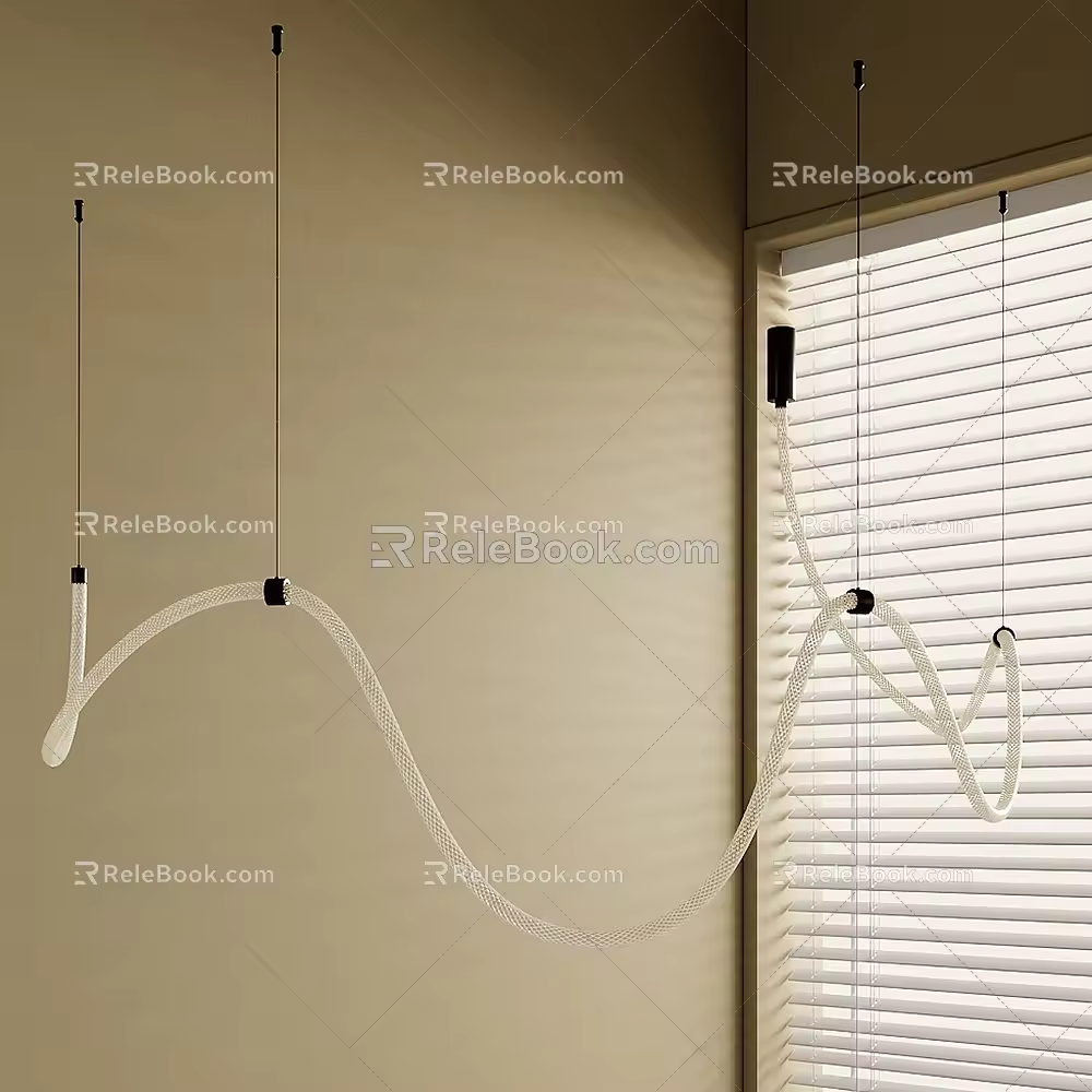 Modern linear chandelier 3d model