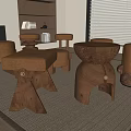 Middle Ancient Style Round Stool Other Stool 3d model