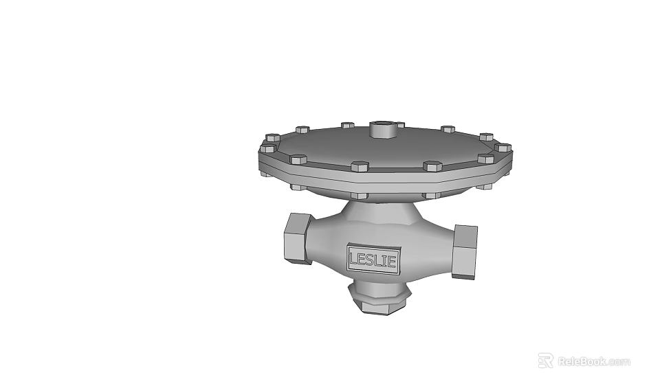 BELLUS Industrial Valve With Flanged Top And Threaded Connection Ports 3d model 