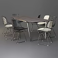 Modern Dining Table and Chairs with Wooden Top Metal Frame Woven Seats and Sleek Legs