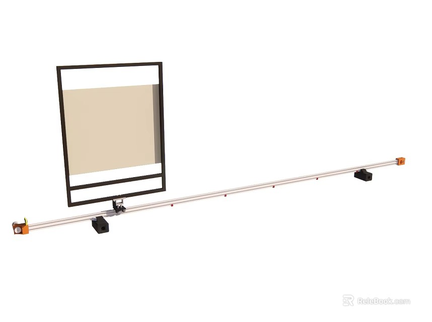 Rectangular Frame With Light Panel And Long Support Rod Orange Ends 3d model