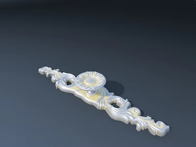 Ornate Decorative Furniture Handle With Intricate Floral Carvings And Curved Design Details 3d model