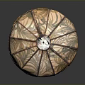Vintage Octagonal Chandelier With Patterned Glass Shade And Fringed Artistic Design