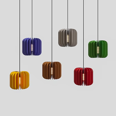 Modern Multi Colored Pendant Lights With Geometric Design For Interior Decoration 3d model