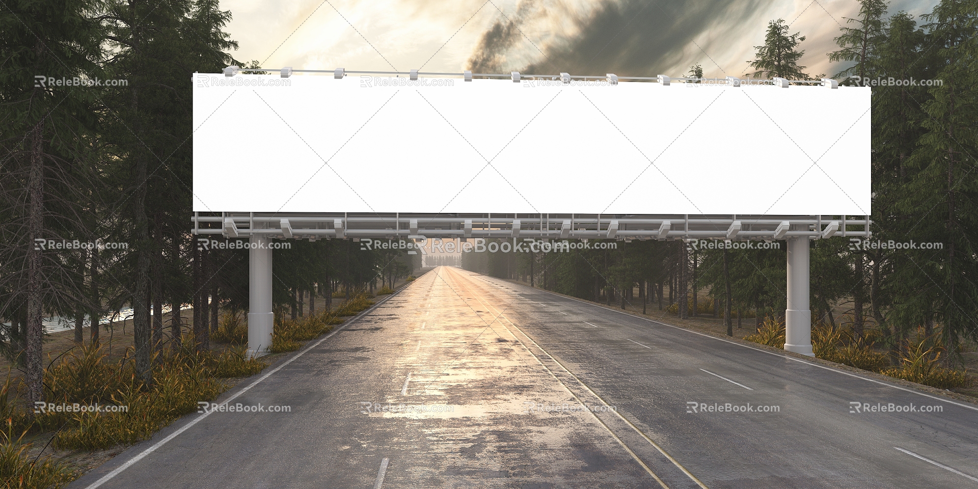 Modern billboard large outdoor road advertising 3d model