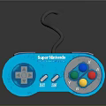 Blue Super Nintendo Game Controller With Retro Design And Colorful Buttons