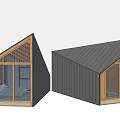 Modern Guesthouse Architecture With Sloped Roof Wooden Frames And Glass Doors