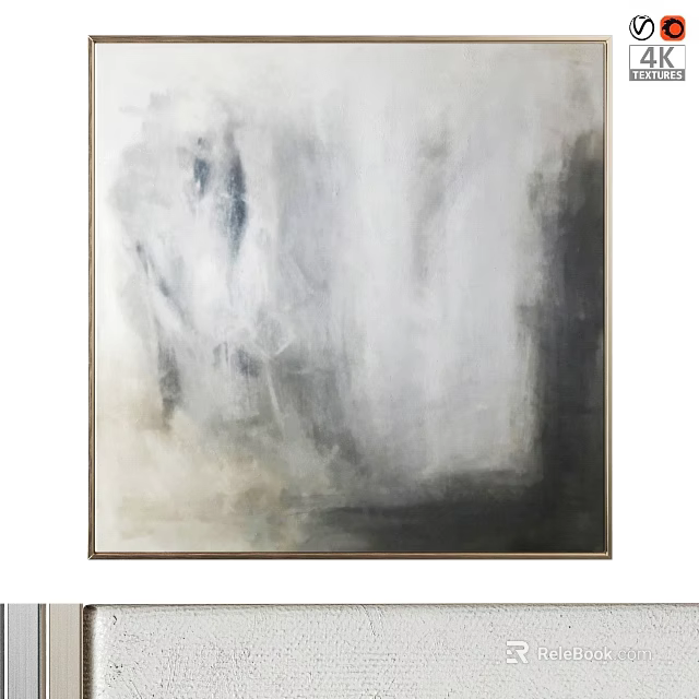 Elegant Modern Picture Frame With Abstract Painting In Neutral Tones 3d model 