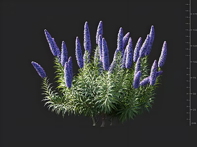 Stunning Purple Flower Cluster With Lush Green Leaves And Fresh Blooms 3d model
