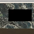 Elegant Marble TV Background Wall Design With Large Flat Screen TV And Natural Texture 3d model