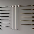 Assorted Hanging Rods and Hooks in Black White Gold for Home Storage Solutions