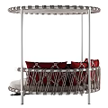 Unique Shaped Sofa Interior Design With Woven Structure Metal Frame And Colorful Cushions