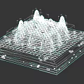 Ancient Architecture Model With Multiple Towers Square Base And Small Trees