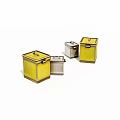 Multiple Yellow And Silver Square Storage Boxes With Lids For Organizing