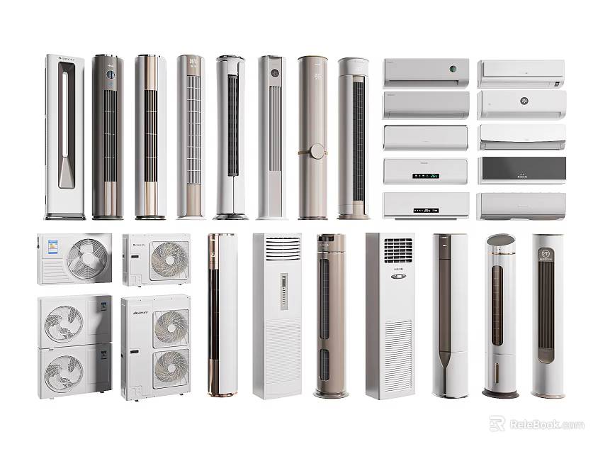 Various Types of Air Conditioners and Fans with Different Modern Designs 3d model 