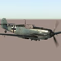 Vintage Green Fighter Plane With Spinning Propeller And Military Insignia In Flight 3d model