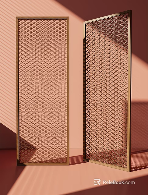 Elegant Modern Metal Mesh Partition With Geometric Pattern For Interior Decor 3d model 