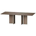 Modern Wooden Long Dining Table With Wood Grain Surface And Striped Legs