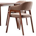 Modern Dining Table Set With Wooden Square Top And Beige Gray Upholstered Chairs