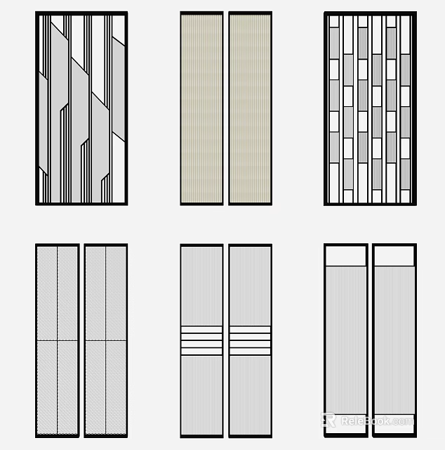 Modern Partition Design With Geometric Patterns Vertical Lines And Textured Panels 3d model