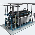 Industrial Equipment Featuring Metal Structure Multiple Pipes and Cylindrical Processing Components