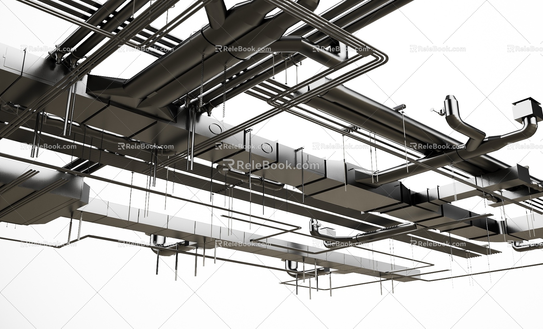 Industrial LOFT Pipe Ceiling Pipe Bare Top Air Conditioning Fire Pipe 3d model