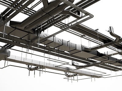 Industrial LOFT Pipe Ceiling Pipe Bare Top Air Conditioning Fire Pipe 3d model