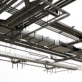 Industrial LOFT Pipe Ceiling Pipe Bare Top Air Conditioning Fire Pipe 3d model