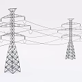 High Voltage Industrial Transmission Towers with Steel Lattice and Power Lines