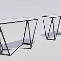 Modern Geometric Side Tables With Glass Tops And Black Metal Frames