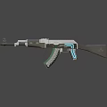 Advanced Tactical Rifle With Modern Black Silver Finish And Blue Accent Grip Design