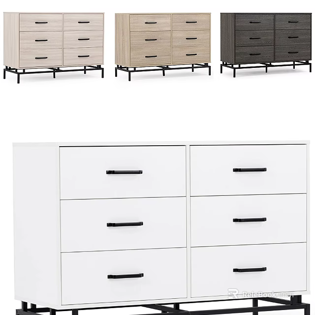 Modern Entryway Side Cabinet With Light Beige Dark White Colors Drawer Design And Metal Legs 3d model 