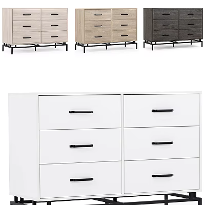 Modern Entryway Side Cabinet With Light Beige Dark White Colors Drawer Design And Metal Legs 3d model