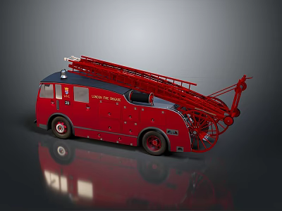 Red Fire Truck Equipped With Aerial Ladder And Emergency Rescue Tools 3d model
