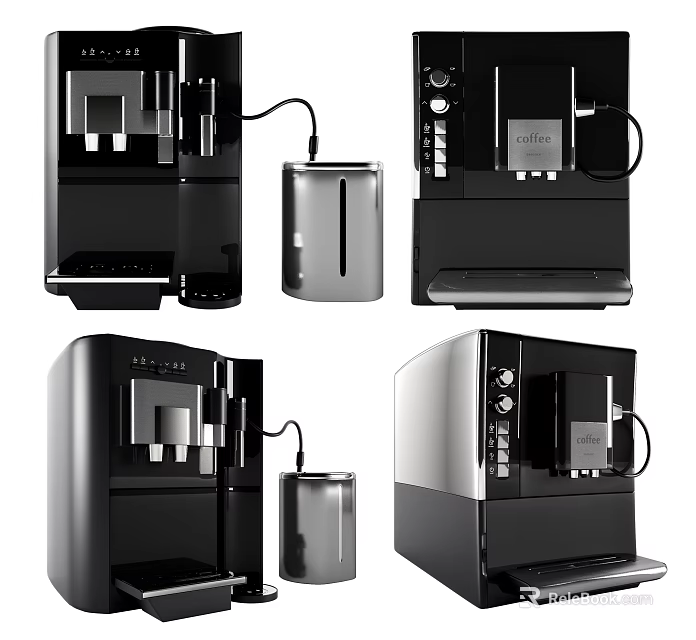 Modern Kitchen Appliances With Black Silver Design And Multiple Contemporary Styles 3d model 