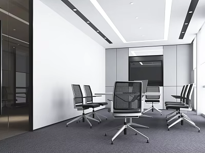 Modern Conference Room Interior Design With Meeting Table Office Chairs And Ceiling Lighting 3d model