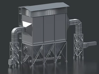 Large Industrial Dust Collector Equipment With Metal Pipes And Support Structures 3d model